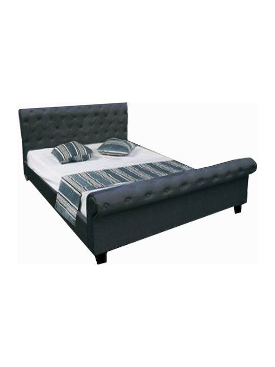 Harmony Κρεβάτι Υπέρδιπλο Επενδυμένο με Ύφασμα Γκρι με Τάβλες για Στρώμα 160x200cm