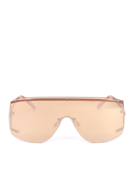 Le Specs Elysium Männliche Sonnenbrillen mit Silbernem Metallrahmen und Beigen Gläsern