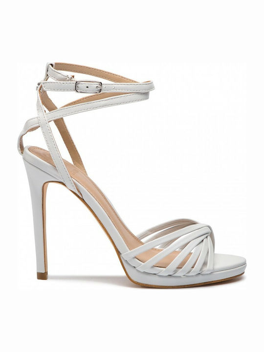 Guess Tonya Leder Damen Sandalen in Weiß Farbe FL6TNYLEA03-WHITE