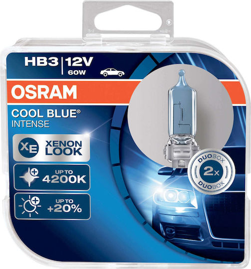 Osram Lamps Car Cool Blue Intense HB3 Halogen 4200K Natural White 12V 60W 2pcs
