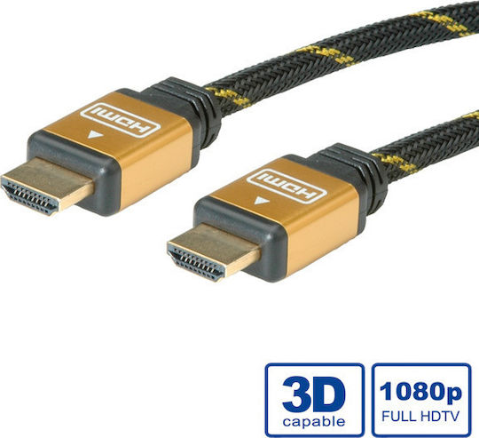 Roline HDMI 1.4 High Speed 1080p 120Hz Braided Cable HDMI Male - HDMI Male 2m Black