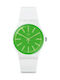 Swatch Grassneon Watch with White Rubber Strap