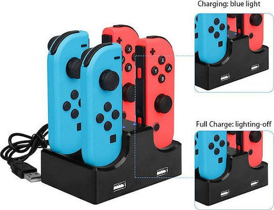 Βάση Φόρτισης για 4 χειριστήρια Switch Μαύρη HB-S003