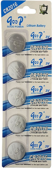 Goop Batterien Lithium für Uhren CR2016 3V 5Stück