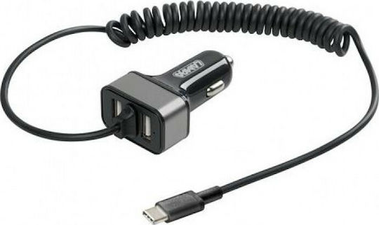 Lampa Зарядно за кола 6Спецификация с Портове: 2xUSB заедно с Кабел Type-C Сребрист Цвят