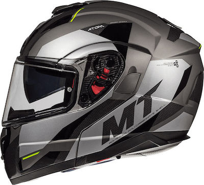 MT Atom SV Transcend Flip-Up Helmet with Sun Visor ECE 22.05 1700gr Gloss & Matt Grey MTH000KRA265