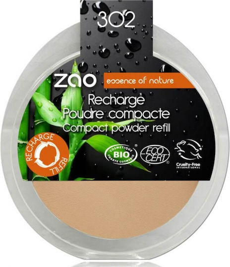 Zao Organic Makeup Organic Compact Poudre Refill Powder 302 Beige Orange 9gr