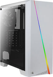 Aerocool Cylon Jocuri Turnul Midi Cutie de calculator cu fereastră laterală și iluminare RGB Alb