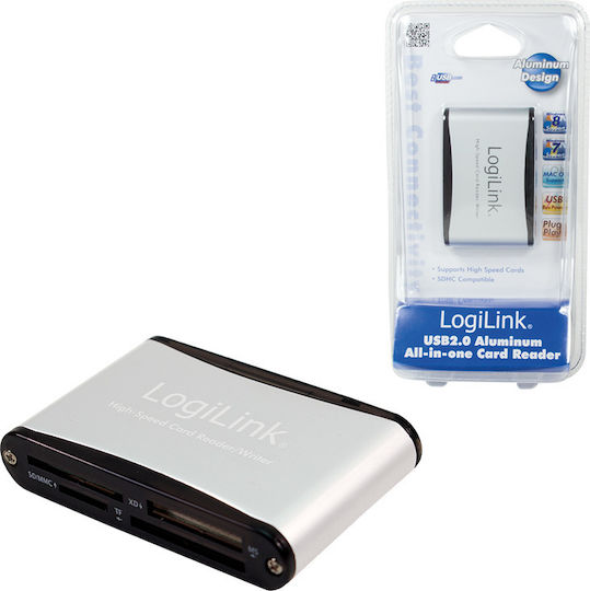 LogiLink Card Reader USB 2.0 για SD/microSD/MemoryStick/CompactFlash/xD Ασημί