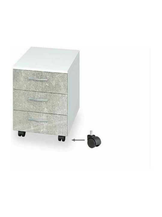 Ξύλινη Συρταριέρα Γραφείου Buro 3 με Ροδάκια & 3 Συρτάρια σε Λευκό Χρώμα, 40x45x51cm