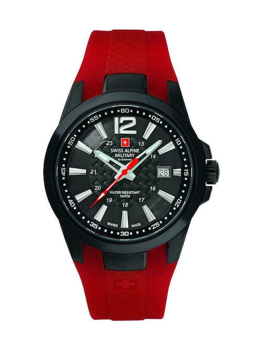 Swiss Alpine Military by Grovana Watch Battery with Red Rubber Strap 7058.1876SAM