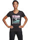 Adidas 3-Stripes Photo Αθλητικό Γυναικείο T-shirt Μαύρο με Στάμπα
