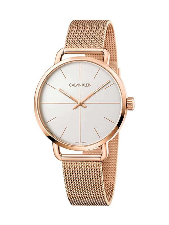 Calvin Klein Even Γυναικείο Ρολόι 38mm Μπαταρίας με Ροζ Χρυσό Μεταλλικό Μπρασελέ