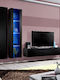 Wohnzimmer TV-Einheit Fantina Glass Μαύρο mit Vitrine & Beleuchtung L40xB29xH170cm