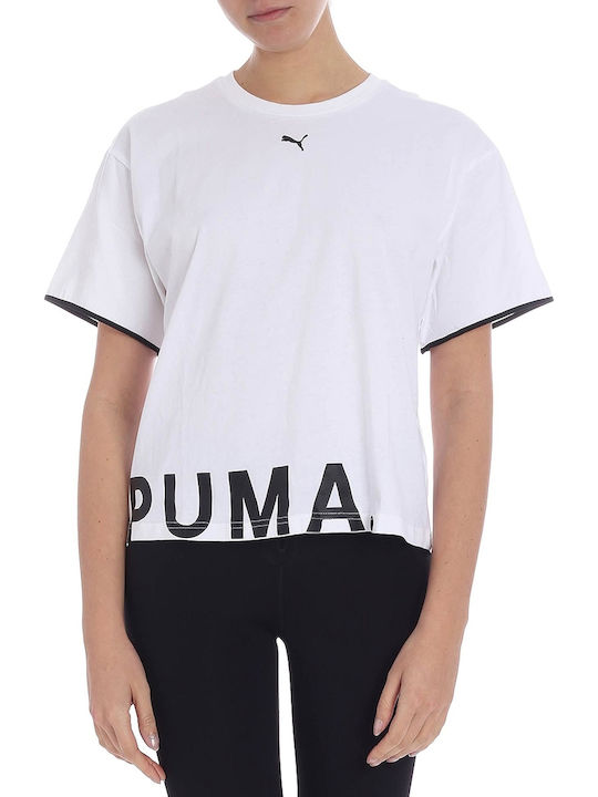 Puma Γυναικείο Αθλητικό Crop T-shirt Λευκό