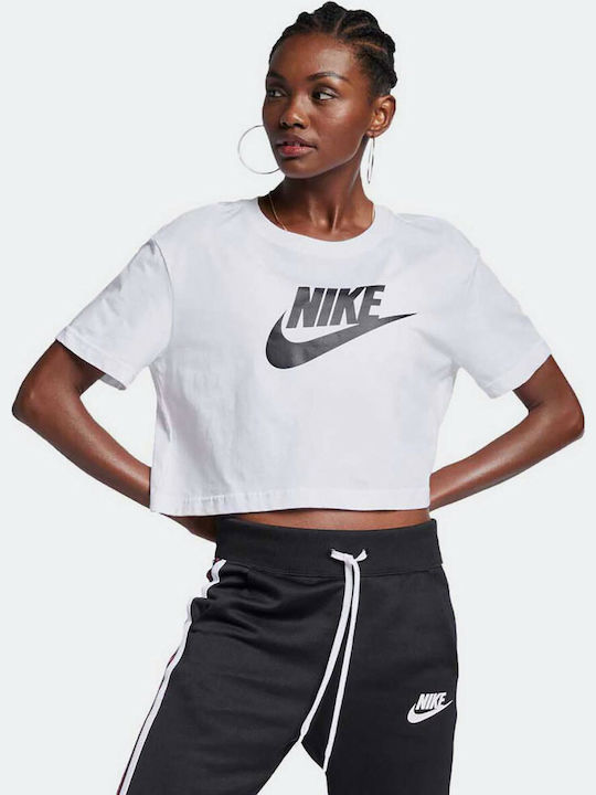 Nike Essential Κοντομάνικο Crop Top Λευκό
