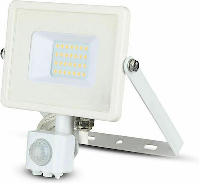 V-TAC Wasserdicht LED Flutlicht 20W Natürliches Weiß 4000K mit Bewegungssensor IP65