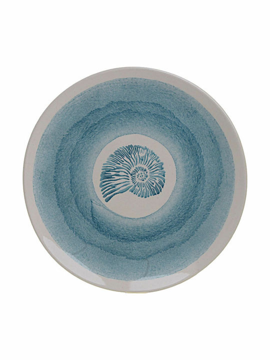 Inart Round Ceramic Decorative Platter Beige 26x26x2cm