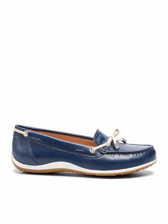 D Vega Moc B Leather Women's Moccasins in Blue Color
