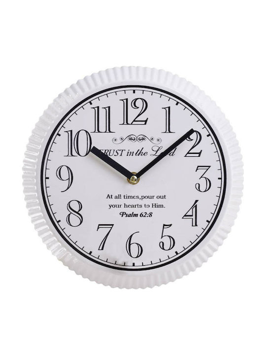 Inart Wall Clock Metallic White Ø25cm