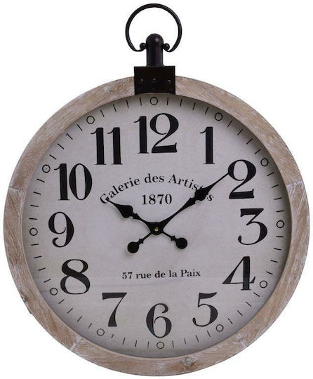 Inart Ρολόι Τοίχου Ξύλινο Λευκό Ø60cm