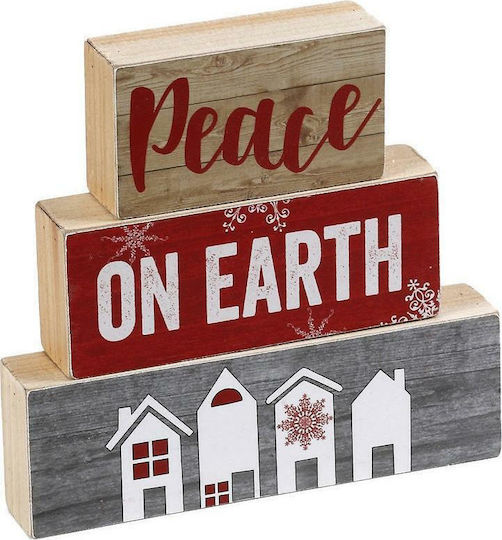Espiel Christmas Wooden Figure Sign Brown Height 18cm 3pcs Peace
