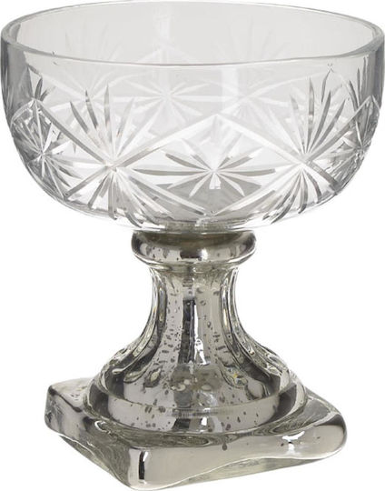 Inart Vintage Φοντανιέρα Γυάλινη με Πόδι 16x16x18.5cm Διάφανη