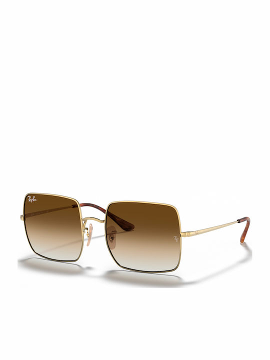 Ray Ban Square Γυναικεία Γυαλιά Ηλίου με Χρυσό Μεταλλικό Σκελετό και Καφέ Ντεγκραντέ Φακό RB1971 9147/51