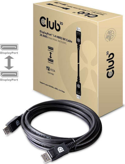 Club3D Cablu DisplayPort Masculin - DisplayPort Masculin 3m Negru (CAC-1060)