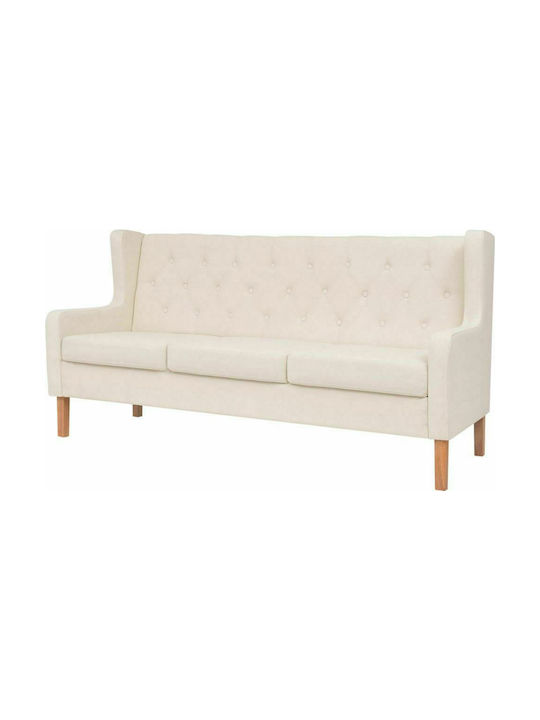 Three-Seater Fabric Sofa White 180x68cm