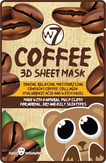 W7 Cosmetics Cofee 3D Sheet Gesichtsmaske für das Gesicht für Revitalisierung 18gr