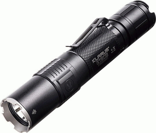 Klarus Rechargeable Flashlight LED Waterproof IPX8 with Maximum Brightness 1600lm Black