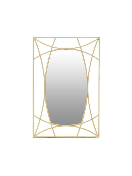 Inart Καθρέπτης Τοίχου με Χρυσό Μεταλλικό Πλαίσιο 90x60cm