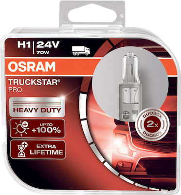 Osram Λάμπες Φορτηγού Truckstar Pro H1 Αλογόνου 24V 70W 2τμχ