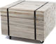 Square Coffee Table with Wheels Natural L55xW55xH40cm