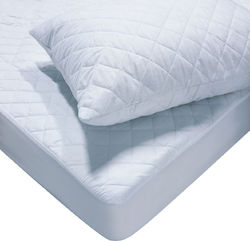 Le Blanc Super-Double Quilted Mattress Cover Fitted Polycotton White 160x200cm