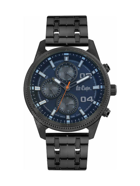 Lee Cooper Casual Uhr Chronograph Batterie mit Schwarz Metallarmband