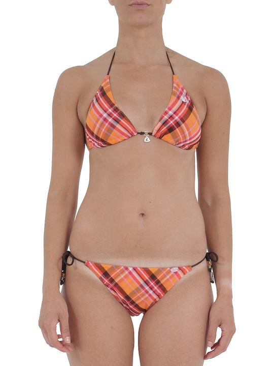 Banana Moon Padded Bikini Set Triangle Top & Slip Bottom with Laces Steam Dubble Orange