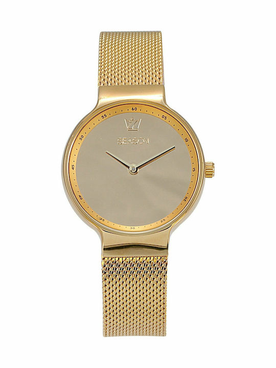 Season Time Mirror Series Women's Watch with Gold Metal Bracelet