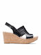 Clarks Annadel Ivory Anatomic Women's Leather Platform Wedge Sandals Black