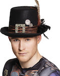 Hat Black Steampunk with Feather Carnival Wings Black for Halloween