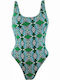 Rock Club BP4008 One-Piece Swimsuit with Open Back Green