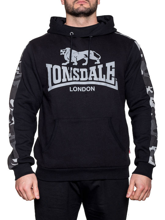 Lonsdale Santley Men's Sweatshirt with Hood and Pockets Black