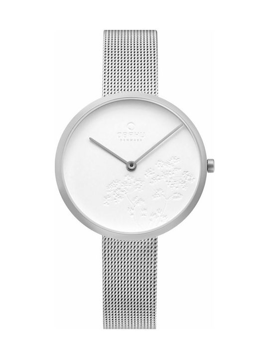 Obaku Hassel Natur Uhr mit Silber Metallarmband