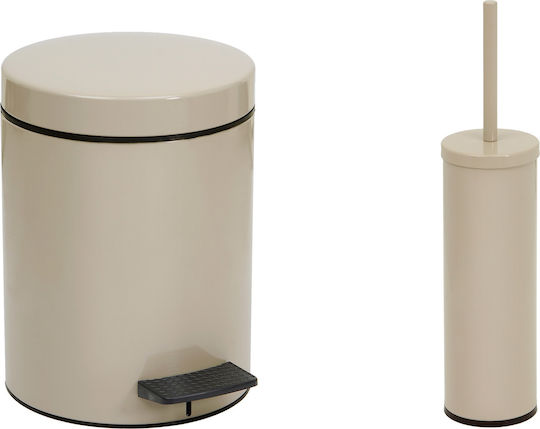 Pam & Co Metallic Toilet Brush and Basket Set 5lt Beige