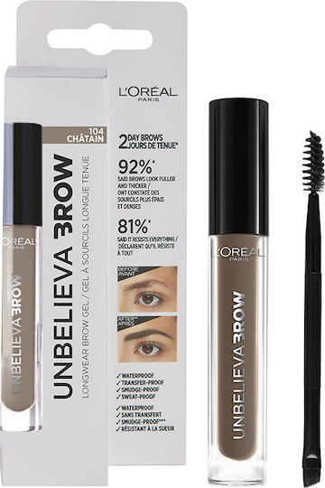 L'Oreal Paris Unbelieva Waterproof Gel For Eyebrows 104 Chestnut