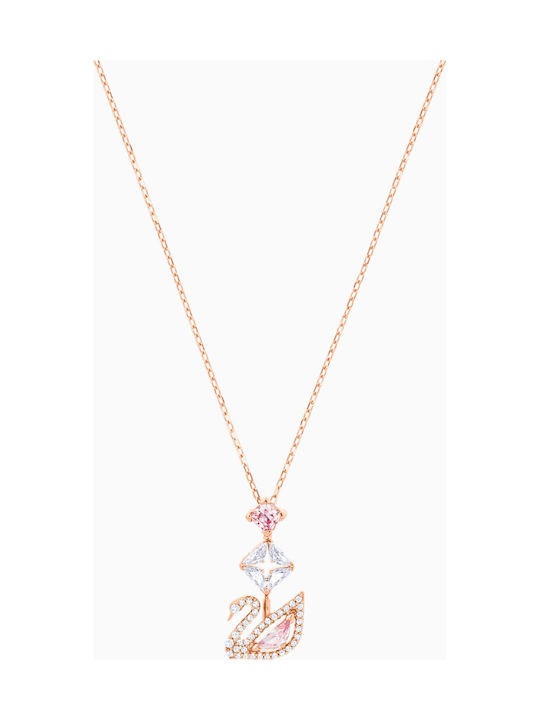 Swarovski Dazzling Swan Y Necklace with Pink Gold-Plating