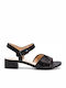 Leather Women's Flat Sandals Anatomic in Black Color