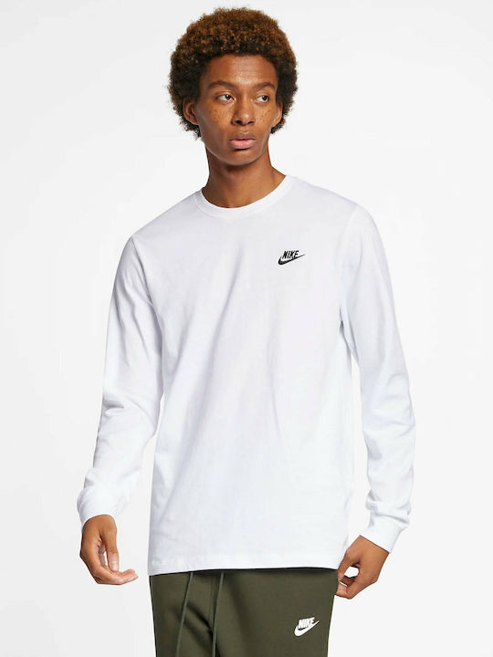 Nike Sportswear Club Ανδρική Μπλούζα Μακρυμάνικη Λευκή