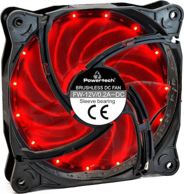 Powertech PT-908 Case Fan 120mm με Κόκκινο Φωτισμό και Σύνδεση 3-Pin